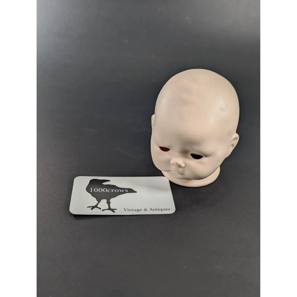 Vintage Creepy Baby porcelain Doll head, open eyes, old doll parts - Picture 13 of 14